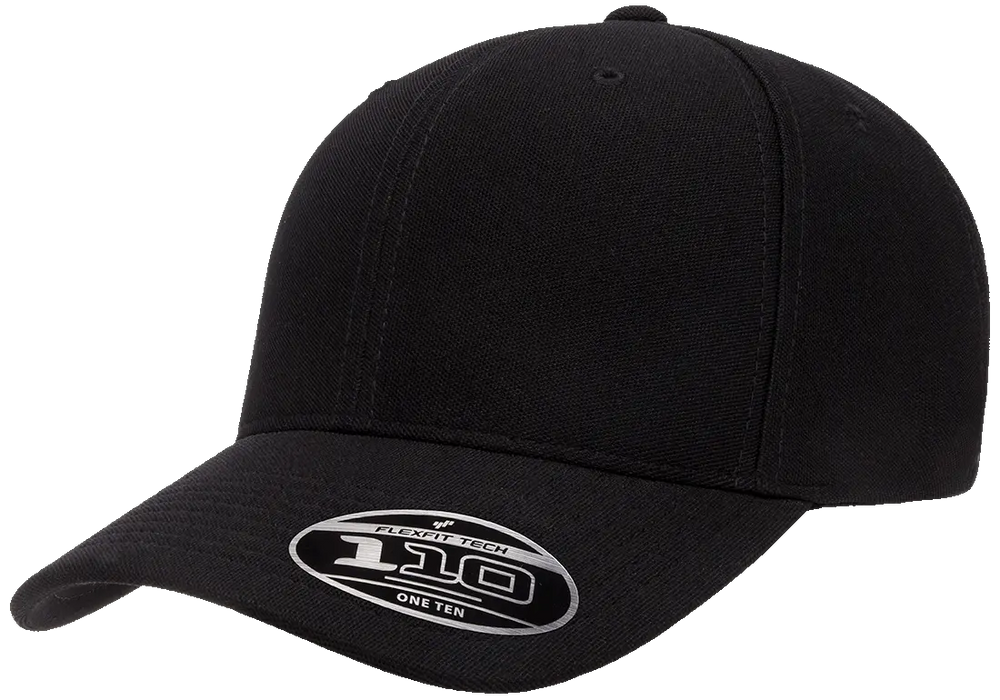 110P-BLK 110 Fit Black Cap Cool & Dry Mini Pique Adjustable Fit