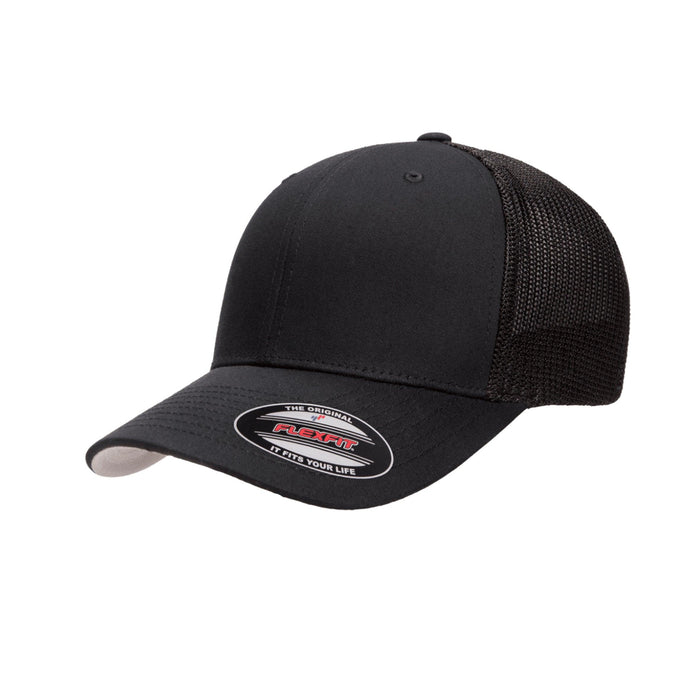 6511-BLK Fitted trucker Black Cap Fitted