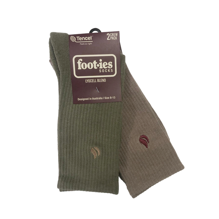 Foot-ies - Blaze 2-Pack Mens Sneaker Socks Crew - Latte / Sage - M/L