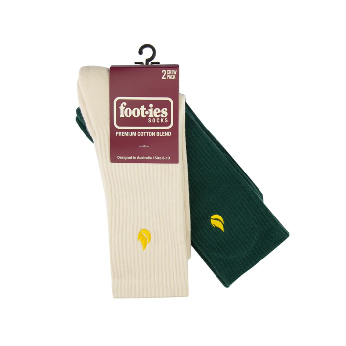 Foot-ies -Blaze 2-Pack Mens Sneaker Socks Crew - Cream / Forest - M/L