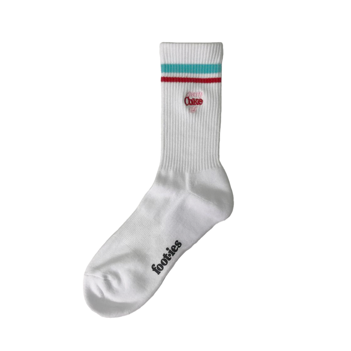 Foot-ies - Cherry Coke Embroidered 2-Pack Sneaker Sock - Wht / Sky - M/L