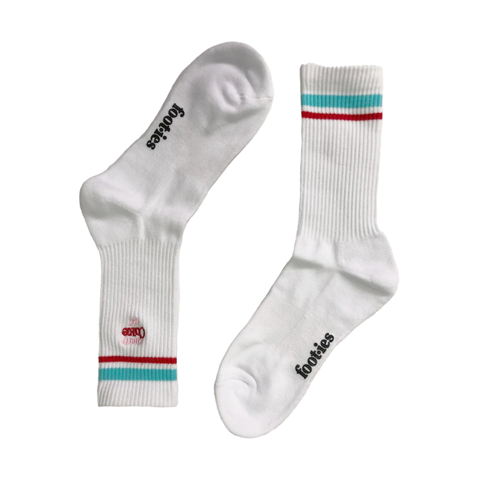 Foot-ies - Cherry Coke Embroidered 2-Pack Sneaker Sock - Wht / Sky - M/L