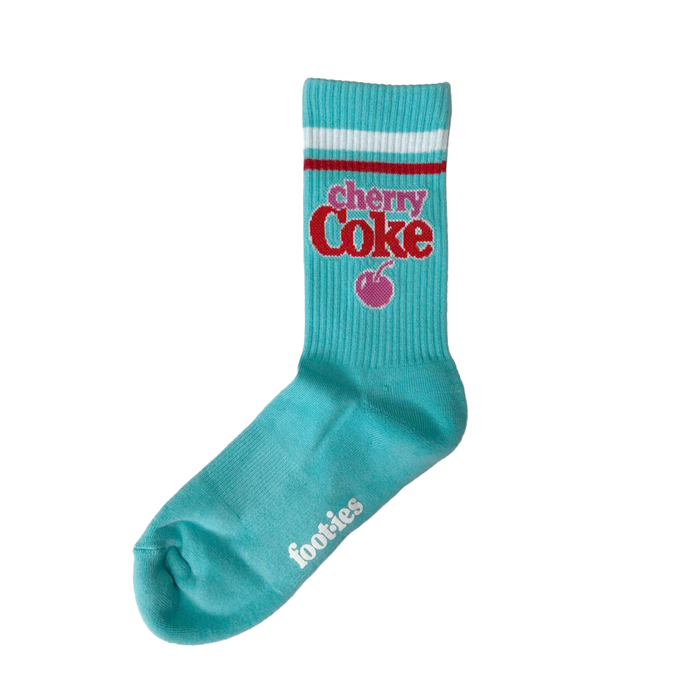 Foot-ies - Cherry Coke Embroidered 2-Pack Sneaker Sock - Wht / Sky - M/L