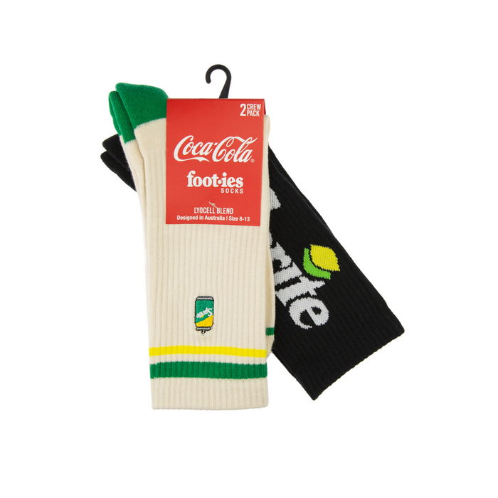 Foot-ies - Sprite 2-Pack Sneaker Socks - Off White Can & Logo Black - M/L