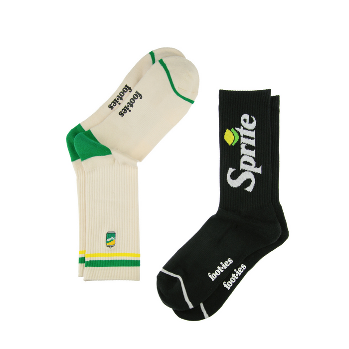 Foot-ies - Sprite 2-Pack Sneaker Socks - Off White Can & Logo Black - M/L