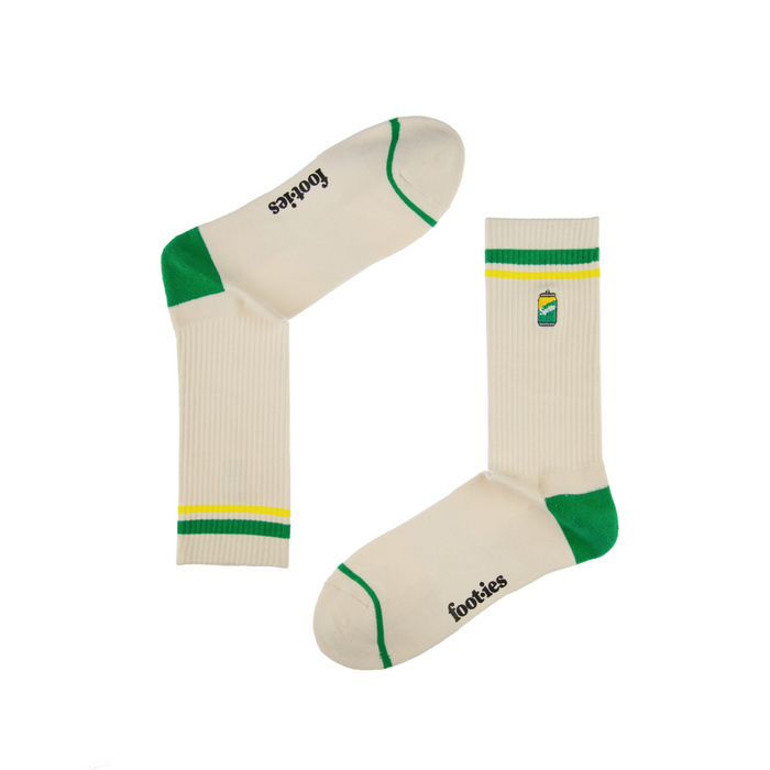 Foot-ies - Sprite 2-Pack Sneaker Socks - Off White Can & Logo Black - M/L