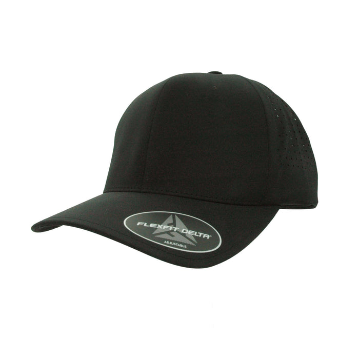 DELTA-PERF-ADJ-BLK Delta Black Perforated  Cap with Adjustable Fit