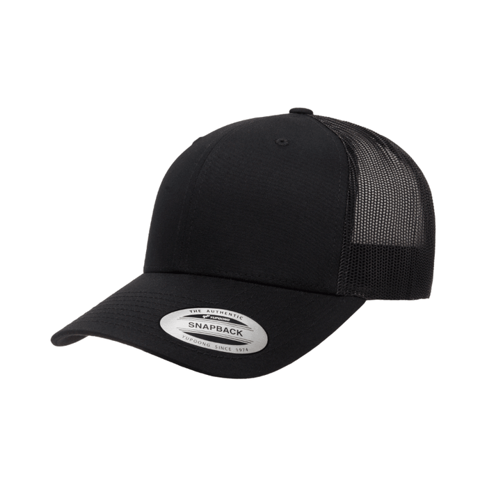 6606-BLK Retro Trucker Black Cap Adjustable Fit