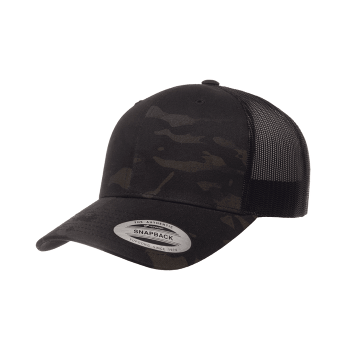 6606MC-BLK Retro Trucker Multicam Black Cap Adjustable Fit