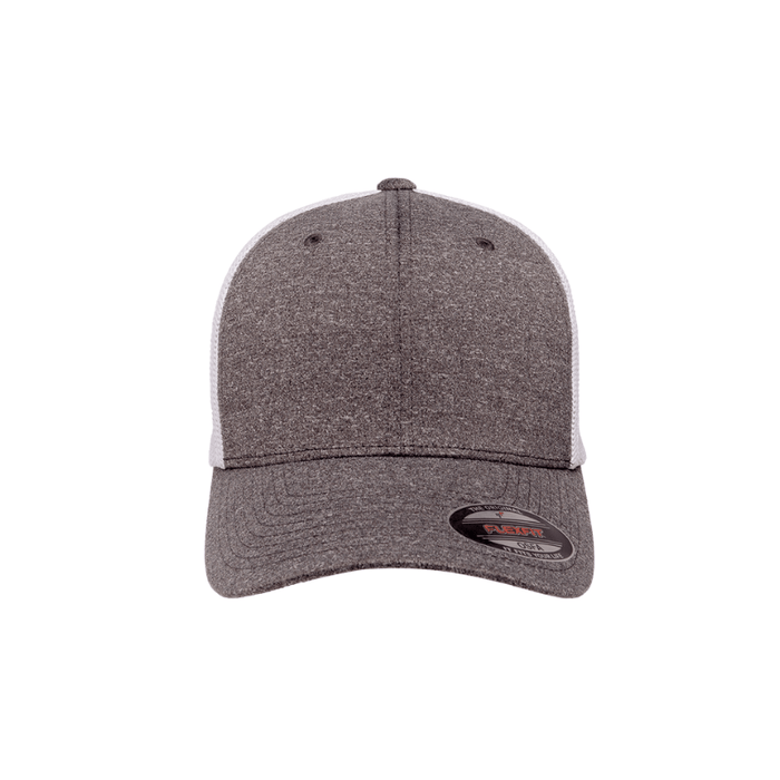 6311-DH/WHT Flexfit Melange Trucker Dark Heather Grey and White Cap Fitted