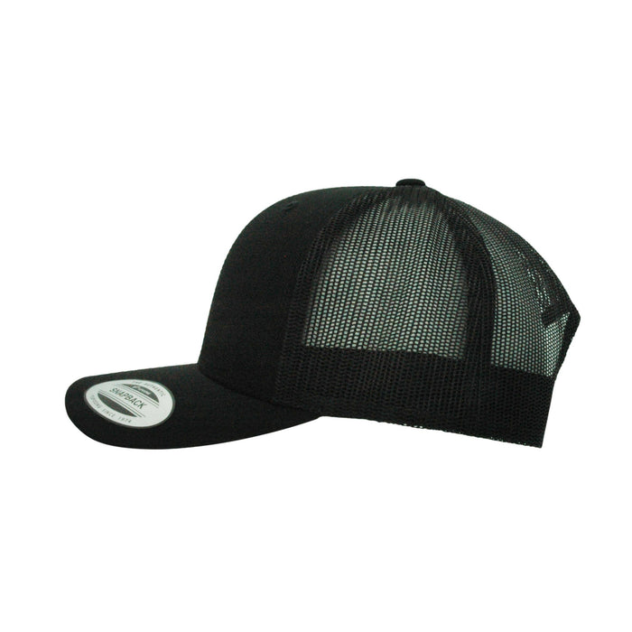 6606-BLK Retro Trucker Black Cap Adjustable Fit